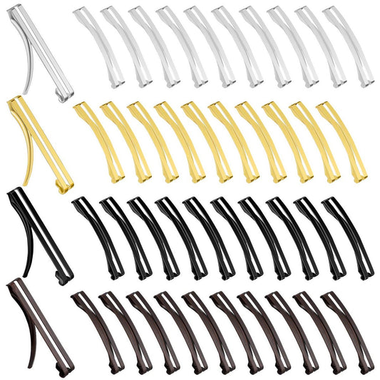 48 Stück Anti-Rutsch-Haarspangen aus Metall – Offene Mitte, Druckknopf, 2,36 x 0,39 Zoll – Gold, Silber, Schwarz & Kaffee – für Damen