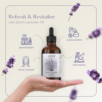 HBNO Kalifornisches Lavendelöl 120 ml - Natürliches ätherisches Öl für Haut, Reinigung, Aromatherapie, DIY & Diffuser