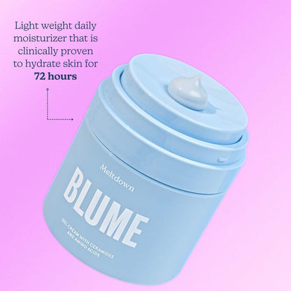 Blume Meltdown Gel-Gesichtsfeuchtigkeitscreme für zu Akne neigende Haut – Ölfreie Feuchtigkeitspflege mit Niacinamid & Centella für einen ebenmäßigen Hautton – 72-Stunden-Feuchtigkeitscreme mit Ceramiden & Squalan (1,7 oz)
