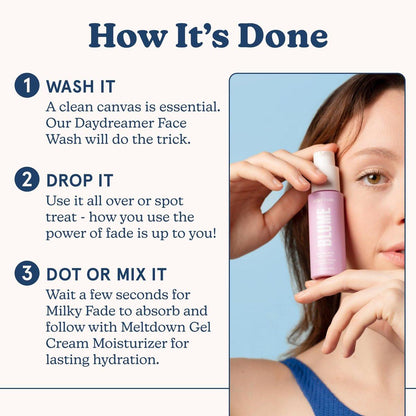 Blume Milky Fade Vitamin C Serum für das Gesicht - Dunkelfleck-Korrektor mit Niacinamid, Hyaluronsäure & Vitamin E - Beruhigt den Hautton - Veganes & tierversuchsfreies Feuchtigkeitsserum (30 ml)