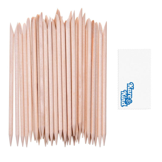Kare & Kind 100 Stück Doppelseitige Orangenholz-Nagelstäbchen - Nagelhautschieber Entferner Reiniger - Maniküre, Pediküre, DIY - Zuhause, Nagelstudio - Für Anfänger und Profis