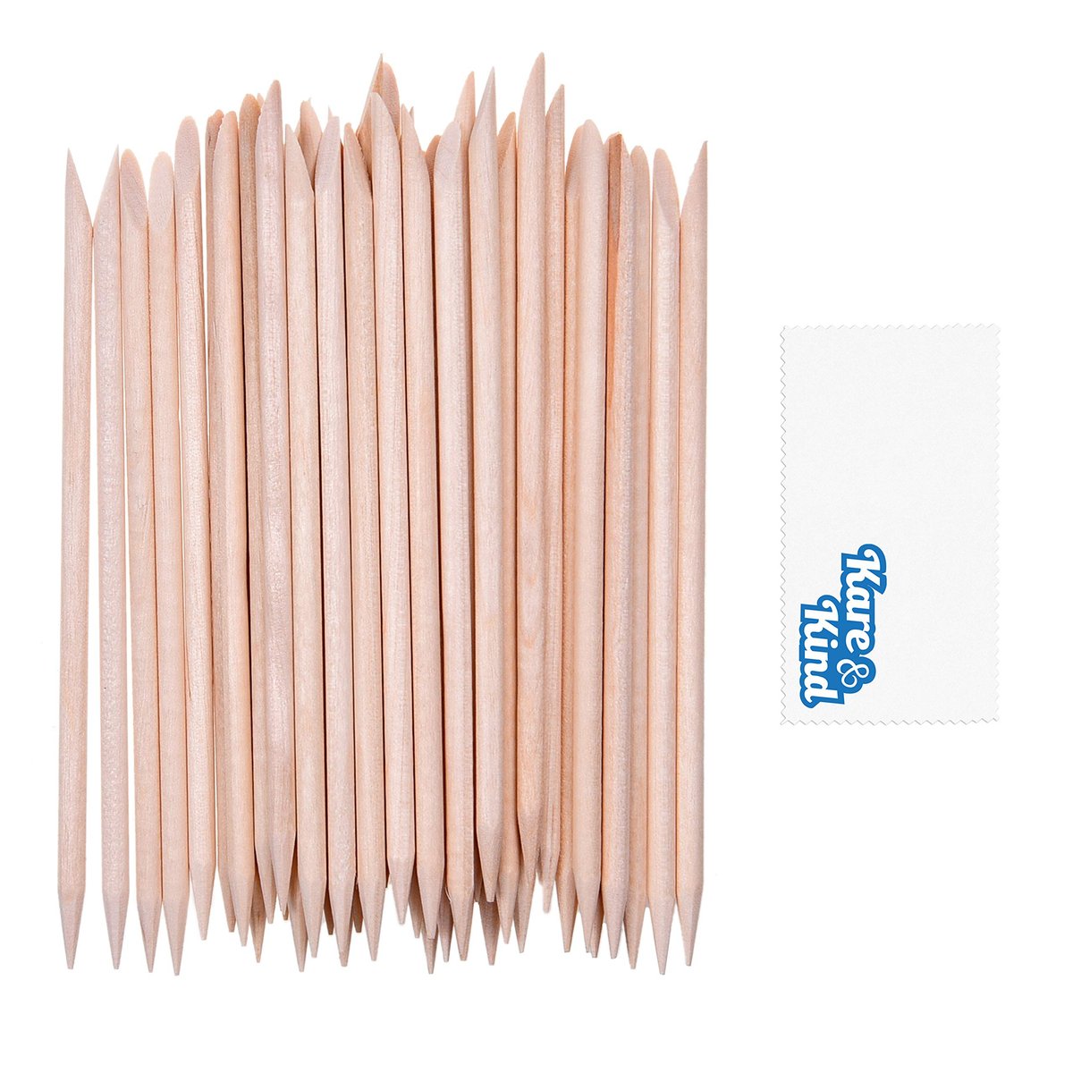 Kare & Kind 100 Stück Doppelseitige Orangenholz-Nagelstäbchen - Nagelhautschieber Entferner Reiniger - Maniküre, Pediküre, DIY - Zuhause, Nagelstudio - Für Anfänger und Profis