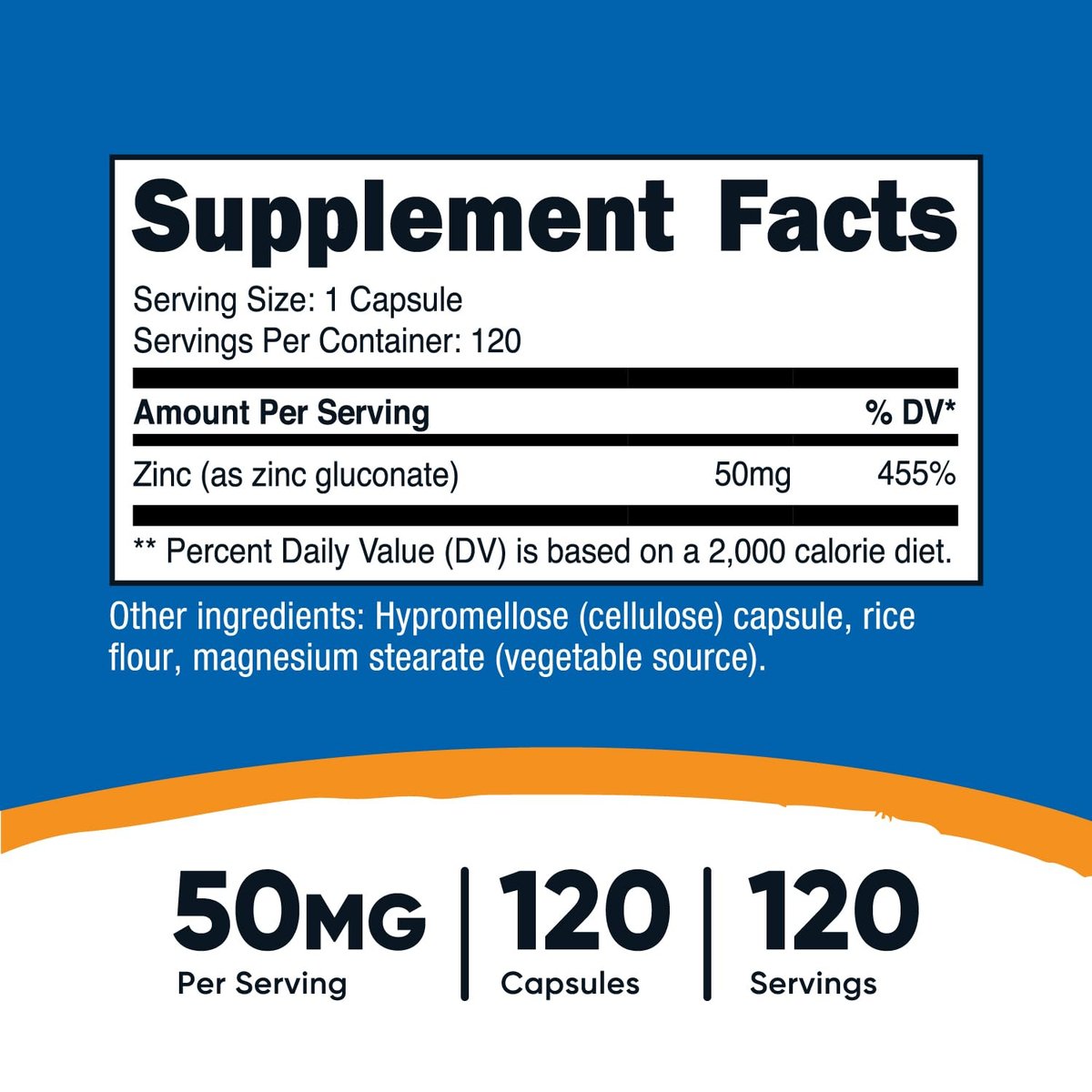 Nutricost Zinkgluconat 120 Vegane Kapseln (50 mg) – Glutenfrei & Nicht-GVO