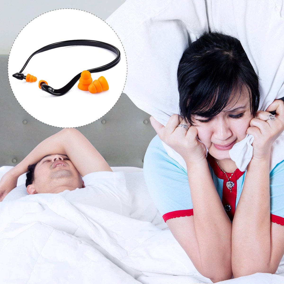 Sumind 24-teilige Ohrenschützer mit Bügel – Wiederverwendbare Silikon-Ohrstöpsel für Arbeit, Schlafen, Konzerte und Motorsport (Orange)