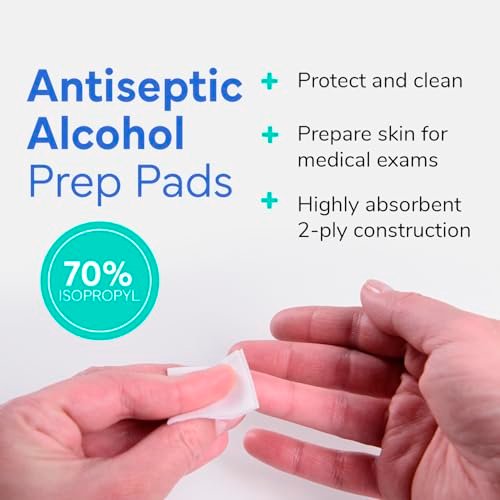 OWELL Prep Pads – 100 einzeln verpackte sterile Alkoholtupfer, mittelgroße 2-lagige antiseptische Tücher zur Hautdesinfektion, Erste-Hilfe-Set Alkoholpads (100 Stück)