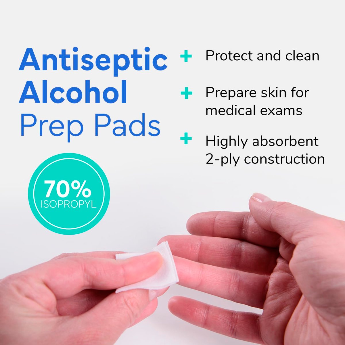 OWELL Prep Pads – 100 einzeln verpackte sterile Alkoholtupfer, mittelgroße 2-lagige antiseptische Tücher zur Hautdesinfektion, Erste-Hilfe-Set Alkoholpads (100 Stück)
