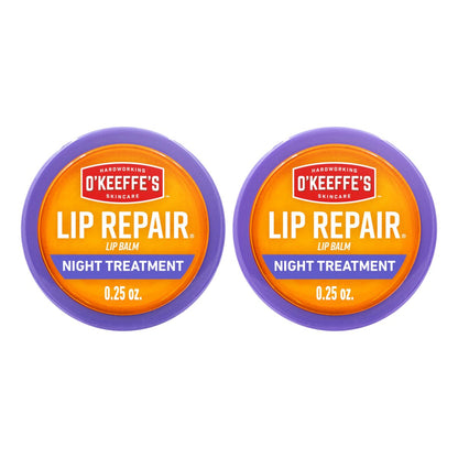 O'Keeffe's Lip Repair Nachtpflege Lippenbalsam für trockene, rissige Lippen - 0,25 Unzen Glas (2er Pack) - Feuchtigkeitsspender für extrem rissige, trockene Lippen
