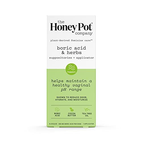 The Honey Pot Company 7 Tage Borsäure & Kräuter Zäpfchen – Gesunder Vaginal-pH, Geruchskontrolle, Feuchtigkeitsspendend & Pflegend – Gynäkologisch getestet
