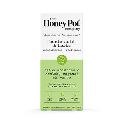 The Honey Pot Company 7 Tage Borsäure & Kräuter Zäpfchen – Gesunder Vaginal-pH, Geruchskontrolle, Feuchtigkeitsspendend & Pflegend – Gynäkologisch getestet