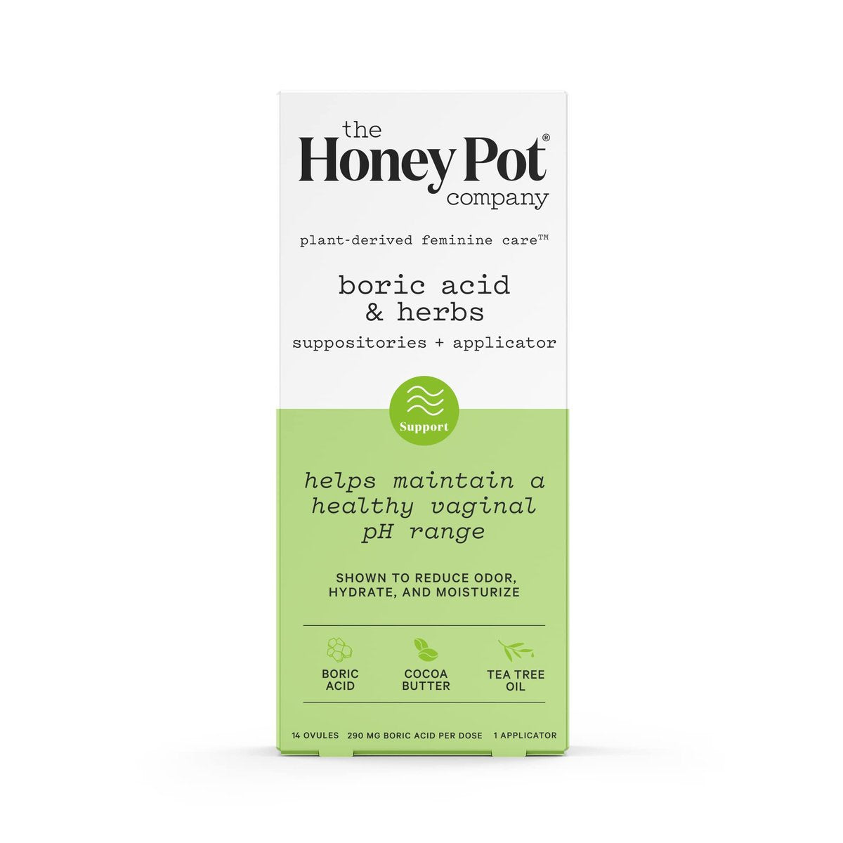 The Honey Pot Company 7 Tage Borsäure & Kräuter Zäpfchen – Gesunder Vaginal-pH, Geruchskontrolle, Feuchtigkeitsspendend & Pflegend – Gynäkologisch getestet
