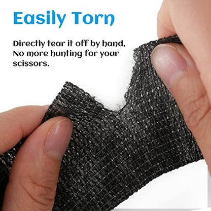 24 Rollen Schwarze Selbstklebende Elastische Bandage 5 cm, Atmungsaktive Kohäsive Bandage, Für Knöchelverstauchungen Schwellungen Medizinische Erste Hilfe Sport Athletik Griffband, Hunde Tierarzt Wickel