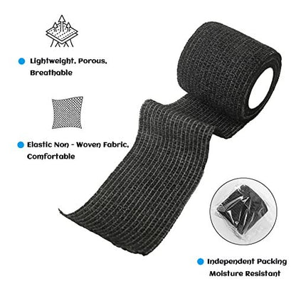 24 Rollen Schwarze Selbstklebende Elastische Bandage 5 cm, Atmungsaktive Kohäsive Bandage, Für Knöchelverstauchungen Schwellungen Medizinische Erste Hilfe Sport Athletik Griffband, Hunde Tierarzt Wickel