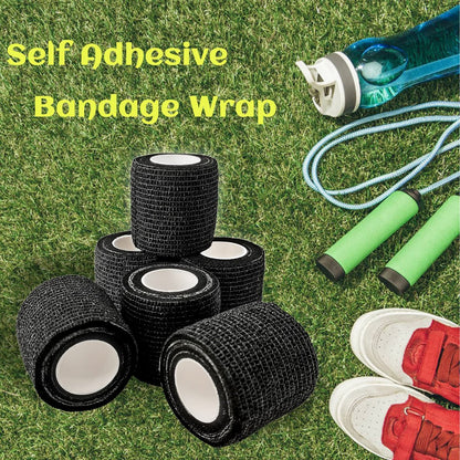 24 Rollen Schwarze Selbstklebende Elastische Bandage 5 cm, Atmungsaktive Kohäsive Bandage, Für Knöchelverstauchungen Schwellungen Medizinische Erste Hilfe Sport Athletik Griffband, Hunde Tierarzt Wickel