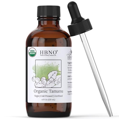 HBNO Biozertifiziertes Tamanu-Öl aus Kalifornien 4 oz (120 ml) - USDA Bio Kaltgepresstes Trägeröl für Gesicht, Körper, Lippen, Nägel, Shampoo & Conditioner