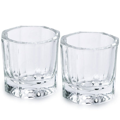 Bulex 2er-Pack Glas-Dappen-Schälchen für Nagelkunst-Acrylflüssigkeit - Klare Glas-Nagel-Monomer-Schüssel, Acrylpulverbehälter