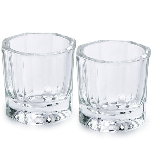 Bulex 2er-Pack Glas-Dappen-Schälchen für Nagelkunst-Acrylflüssigkeit - Klare Glas-Nagel-Monomer-Schüssel, Acrylpulverbehälter