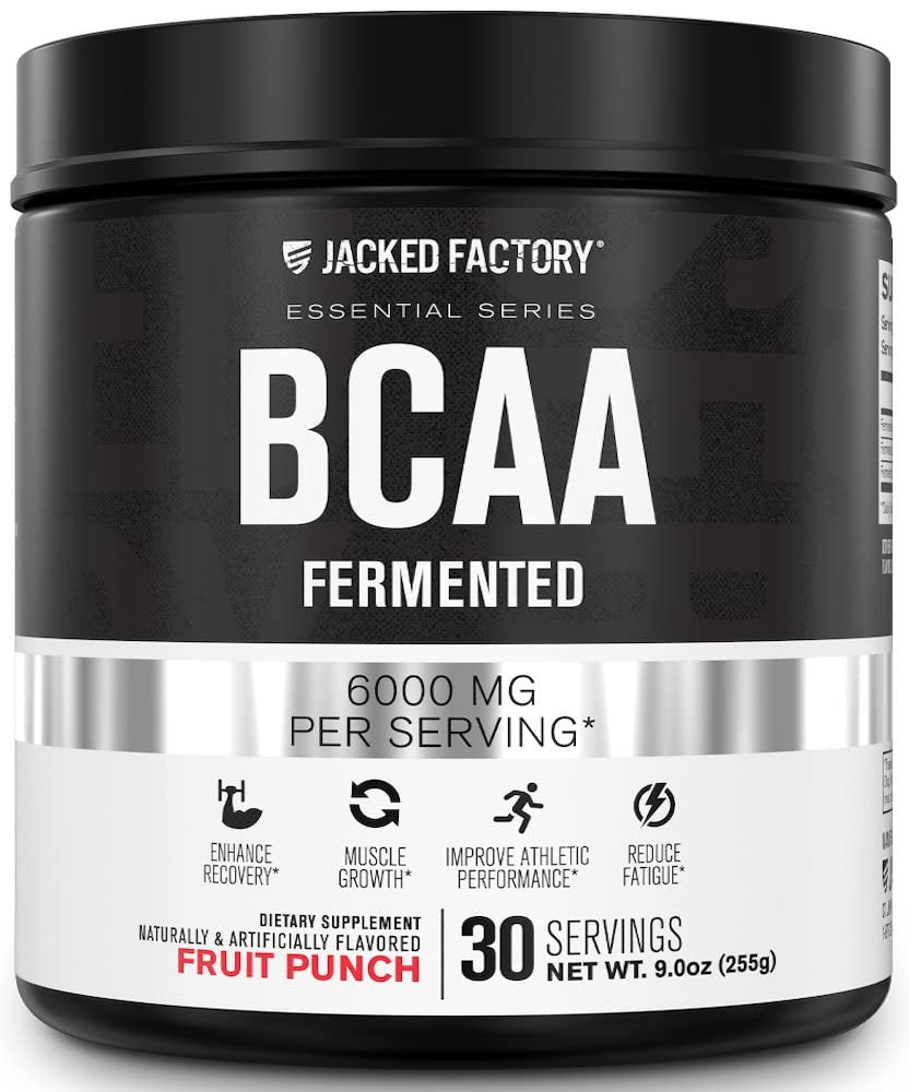 Jacked Factory BCAA Pulver (Fermentiert) - 6 g verzweigtkettige essentielle Aminosäuren für verbesserte Muskelregeneration, reduzierte Ermüdung, gesteigerte Kraft und Muskelwachstum - 30 Portionen, Fruchtpunsch