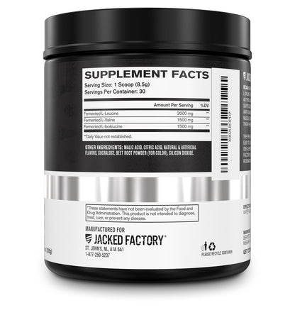 Jacked Factory BCAA Pulver (Fermentiert) - 6 g verzweigtkettige essentielle Aminosäuren für verbesserte Muskelregeneration, reduzierte Ermüdung, gesteigerte Kraft und Muskelwachstum - 30 Portionen, Fruchtpunsch