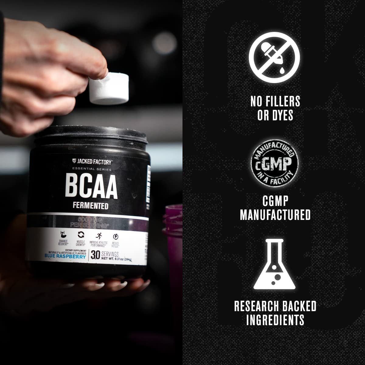 Jacked Factory BCAA Pulver (Fermentiert) - 6 g verzweigtkettige essentielle Aminosäuren für verbesserte Muskelregeneration, reduzierte Ermüdung, gesteigerte Kraft und Muskelwachstum - 30 Portionen, Fruchtpunsch