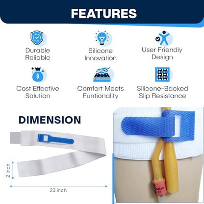 ViDava 3er-Pack Beinhalter für Foley-Katheter – Verstellbarer Urinableitungsschlauchhalter mit rutschfestem Silikongriff – Komfortable, wiederverwendbare Stabilisierung für Katheterfixierung (23” x 2”)