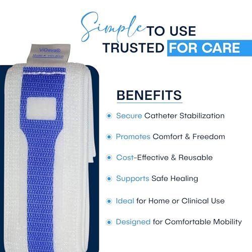 ViDava 3er-Pack Beinhalter für Foley-Katheter – Verstellbarer Urinableitungsschlauchhalter mit rutschfestem Silikongriff – Komfortable, wiederverwendbare Stabilisierung für Katheterfixierung (23” x 2”)