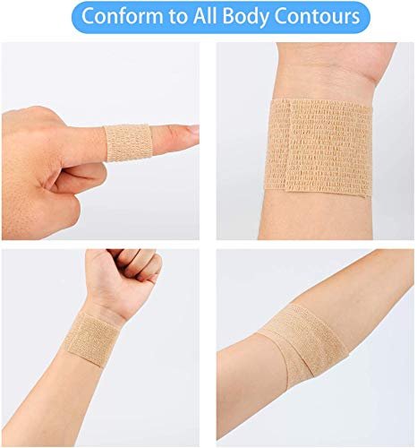 24er-Pack Selbstklebende Kohäsive Binden 5 cm x 4,5 m, Erste-Hilfe-Bandage, Sport-Tape, Atmungsaktive Fixierbinde, Hautfarben