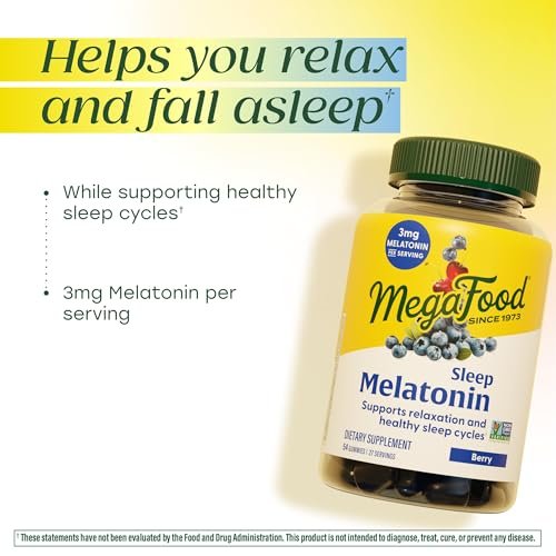 MegaFood Melatonin Gummies – 3 mg Melatonin pro Portion für erholsamen Schlaf | Vegan & Non-GMO | 54 Stück (27 Portionen)