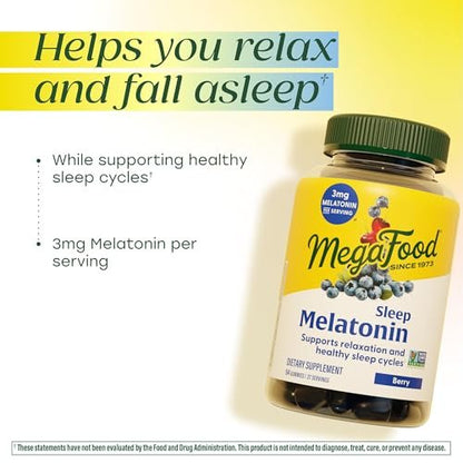 MegaFood Melatonin Gummies – 3 mg Melatonin pro Portion für erholsamen Schlaf | Vegan & Non-GMO | 54 Stück (27 Portionen)