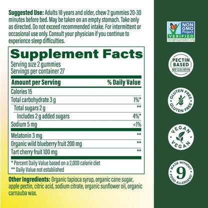 MegaFood Melatonin Gummies – 3 mg Melatonin pro Portion für erholsamen Schlaf | Vegan & Non-GMO | 54 Stück (27 Portionen)