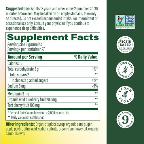 MegaFood Melatonin Gummies – 3 mg Melatonin pro Portion für erholsamen Schlaf | Vegan & Non-GMO | 54 Stück (27 Portionen)