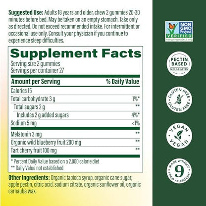 MegaFood Melatonin Gummies – 3 mg Melatonin pro Portion für erholsamen Schlaf | Vegan & Non-GMO | 54 Stück (27 Portionen)
