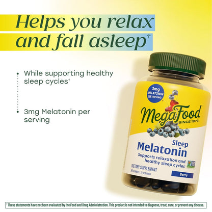 MegaFood Melatonin Gummies – 3 mg Melatonin pro Portion für erholsamen Schlaf | Vegan & Non-GMO | 54 Stück (27 Portionen)