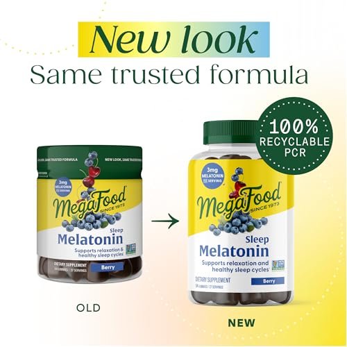 MegaFood Melatonin Gummies – 3 mg Melatonin pro Portion für erholsamen Schlaf | Vegan & Non-GMO | 54 Stück (27 Portionen)