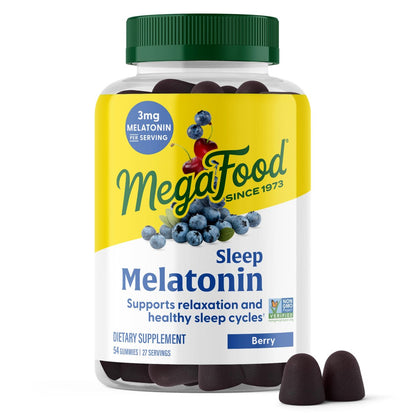 MegaFood Melatonin Gummies – 3 mg Melatonin pro Portion für erholsamen Schlaf | Vegan & Non-GMO | 54 Stück (27 Portionen)