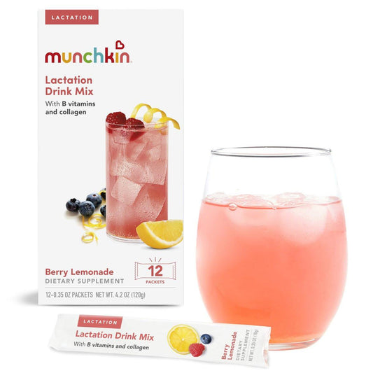 Munchkin Milkmakers Laktations-Drinkmix für stillende Mütter mit B-Vitaminen, Kollagen, Bockshornklee & Mariendistel, Beeren-Limonade, 14 Portionen
