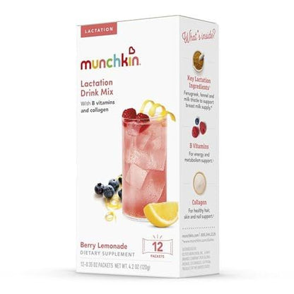 Munchkin Milkmakers Laktations-Drinkmix für stillende Mütter mit B-Vitaminen, Kollagen, Bockshornklee & Mariendistel, Beeren-Limonade, 14 Portionen