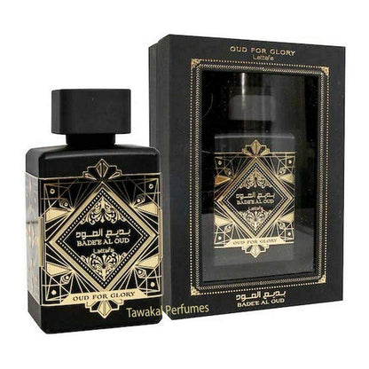 Lattafa Bade'e Al Oud Oud for Glory - Orientalisch-holziges Eau de Parfum mit Karamell und warmen Gewürzen, langanhaltender Duft für Unisex, 100 ml