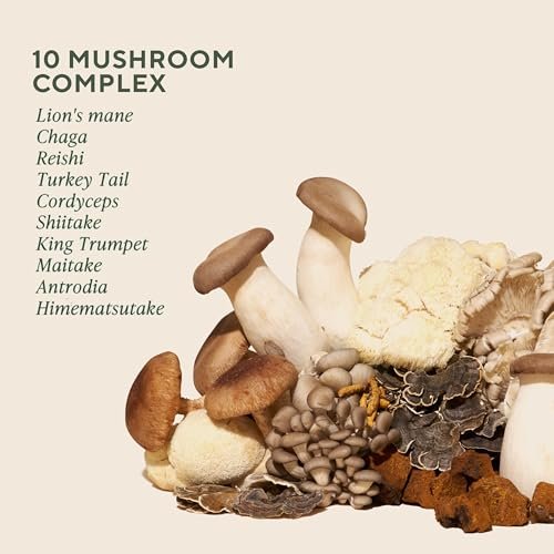 Om Master Blend Bio-Pilzkapseln - Organisches Pilzpräparat mit 10 Pilzen und Ashwagandha – Unterstützt Immunsystem, Darmgesundheit & Stressabbau, 84 Kapseln (28 Portionen)