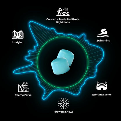 Eargasm Squishies – Blaue formbare Mehrzweck-Ohrstöpsel: Geräuschreduzierung, wasserdicht, luftdicht für Schlafen, Schnarchen, Arbeiten, Lernen, Schwimmen und mehr – inklusive Aufbewahrungsbox