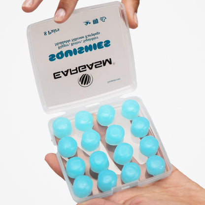 Eargasm Squishies – Blaue formbare Mehrzweck-Ohrstöpsel: Geräuschreduzierung, wasserdicht, luftdicht für Schlafen, Schnarchen, Arbeiten, Lernen, Schwimmen und mehr – inklusive Aufbewahrungsbox