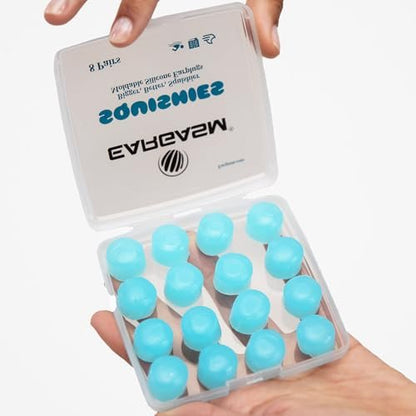 Eargasm Squishies – Blaue formbare Mehrzweck-Ohrstöpsel: Geräuschreduzierung, wasserdicht, luftdicht für Schlafen, Schnarchen, Arbeiten, Lernen, Schwimmen und mehr – inklusive Aufbewahrungsbox