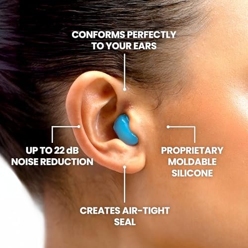 Eargasm Squishies – Blaue formbare Mehrzweck-Ohrstöpsel: Geräuschreduzierung, wasserdicht, luftdicht für Schlafen, Schnarchen, Arbeiten, Lernen, Schwimmen und mehr – inklusive Aufbewahrungsbox