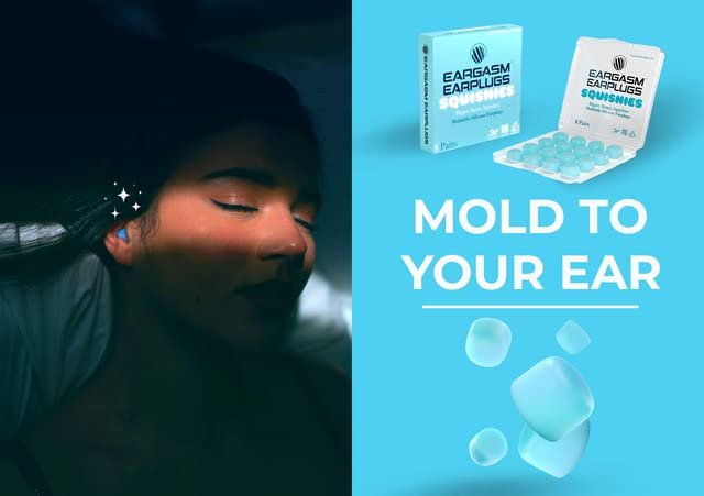Eargasm Squishies – Blaue formbare Mehrzweck-Ohrstöpsel: Geräuschreduzierung, wasserdicht, luftdicht für Schlafen, Schnarchen, Arbeiten, Lernen, Schwimmen und mehr – inklusive Aufbewahrungsbox