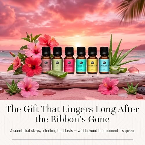 P&J Trading Duftöl Hawaiian Set | Hibiskus, Inselleben, Hawaiianischer Ingwer, Tropische Brise, Plumeria, Aloe Düfte für Kerzenherstellung, Frischduft, Seifenherstellung, Diffuser Öle