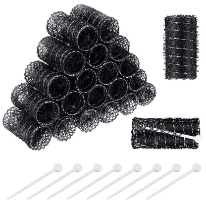 Willbond 20er-Pack Vintage Haarrollen mit Nadeln, mittlere Drahtgitter-Haarbürsten für Frauen, no-heat Lockenwickler für Locken und Wellen, Schwarz, 2,5 x 1,4 Zoll