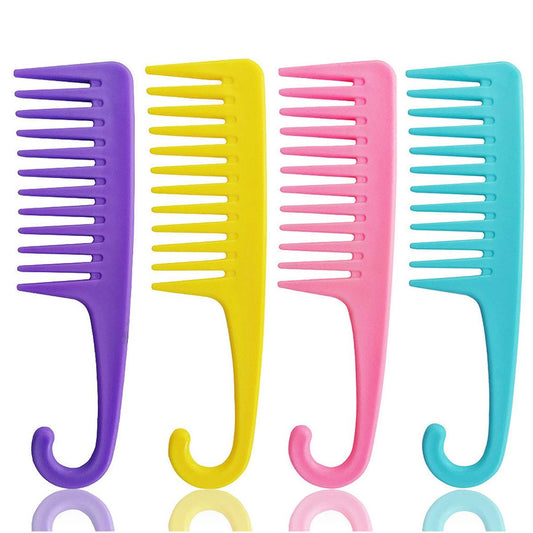 4er-Pack Breitzahnkämme für die Dusche, Entwirrungskamm mit Haken, Haarkamm für nasses und trockenes Haar, für den täglichen Gebrauch und Friseursalons