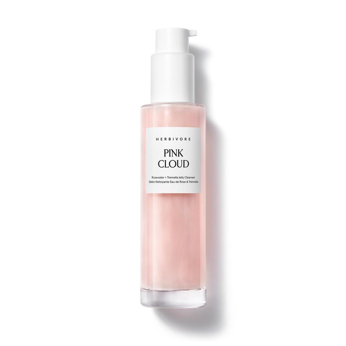 HERBIVORE Pink Cloud Creamy Jelly Cleanser – Feuchtigkeitsspendender Gesichtsreiniger mit Rosenwasser, Squalan und Tremella-Pilz, sanfte Reinigung + Make-up-Entfernung, vegan, pflanzlich, tierversuchsfrei 100 ml
