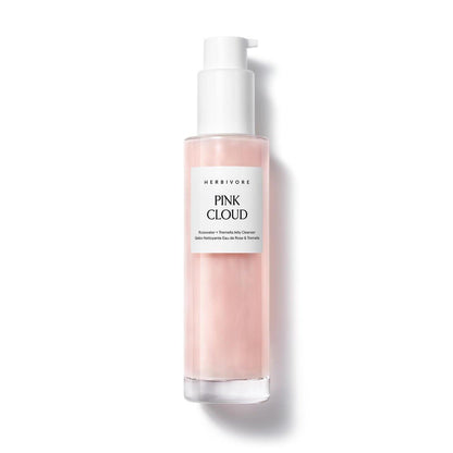 HERBIVORE Pink Cloud Creamy Jelly Cleanser – Feuchtigkeitsspendender Gesichtsreiniger mit Rosenwasser, Squalan und Tremella-Pilz, sanfte Reinigung + Make-up-Entfernung, vegan, pflanzlich, tierversuchsfrei 100 ml