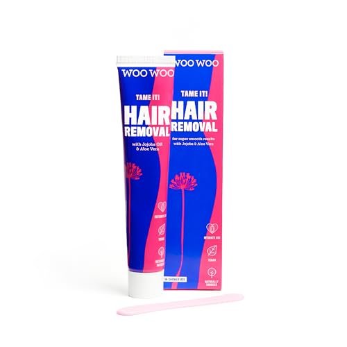 WooWoo Tame It! Natürliche Intim-Haarentfernungscreme – Schmerzfreier veganer Haarentferner für empfindliche Haut – Enthaarungscreme für Genitalbereich, Bikini, Beine & Po – Duschcreme mit Aloe Vera – 100 ml