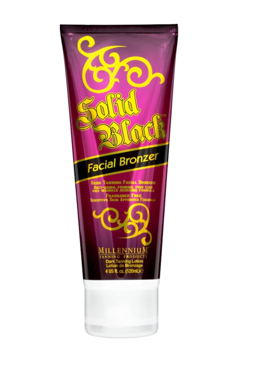 Millennium Tanning Solid Black Facial Bronzer 4 oz – Fortschrittliche Gesichtsbräunungslotion mit Hautstraffung, DHA, Anti-Aging, ölfrei, nicht komedogen, für Innen- und Außenanwendung